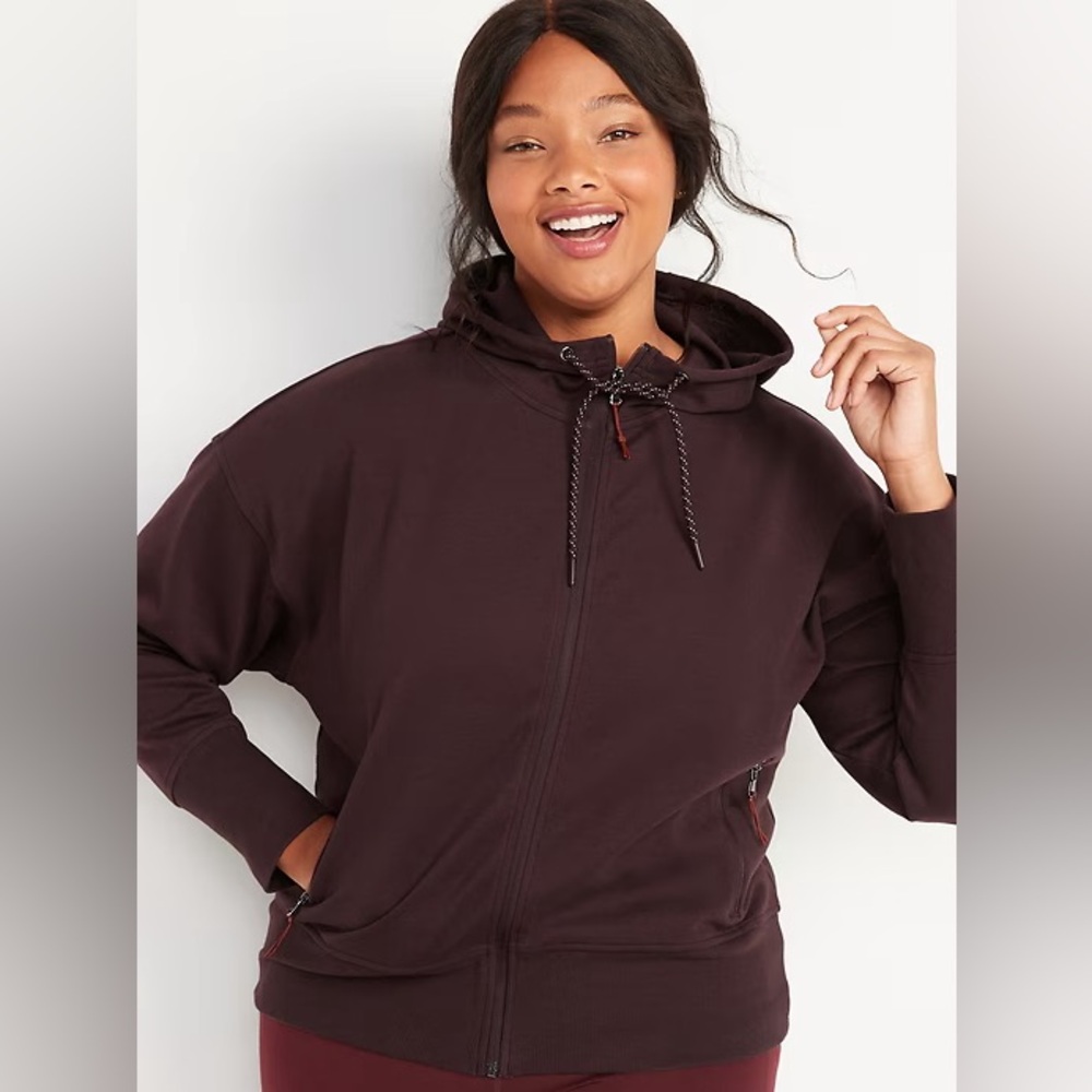 Old navy active Brown Dynamic Fleece zip hoodie size large